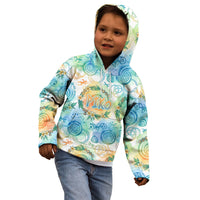 Hawaiian Piko Cultural Pride Aloha Kid Hoodie Watercolor Spiral Art - Tropical Plumeria Lei Garland TS04 - Polynesian Pride
