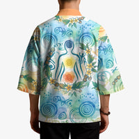 Hawaiian Piko Cultural Pride Aloha Kimono Watercolor Spiral Art - Tropical Plumeria Lei Garland TS04 - Polynesian Pride