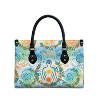 Hawaiian Piko Cultural Pride Aloha Leather Bag Watercolor Spiral Art - Tropical Plumeria Lei Garland TS04 - Polynesian Pride