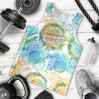 Hawaiian Piko Cultural Pride Aloha Men Tank Top Watercolor Spiral Art - Tropical Plumeria Lei Garland TS04 - Polynesian Pride
