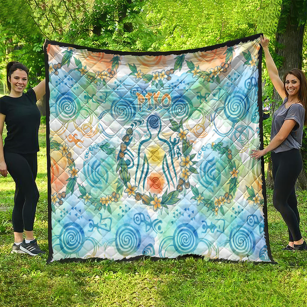 Hawaiian Piko Cultural Pride Aloha Quilt Watercolor Spiral Art - Tropical Plumeria Lei Garland TS04 - Polynesian Pride