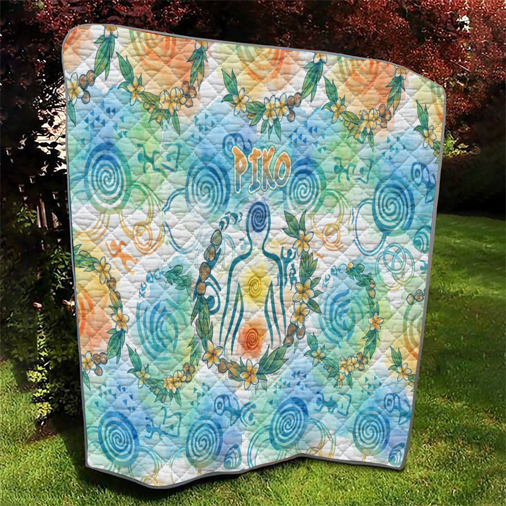Hawaiian Piko Cultural Pride Aloha Quilt Watercolor Spiral Art - Tropical Plumeria Lei Garland TS04 - Polynesian Pride