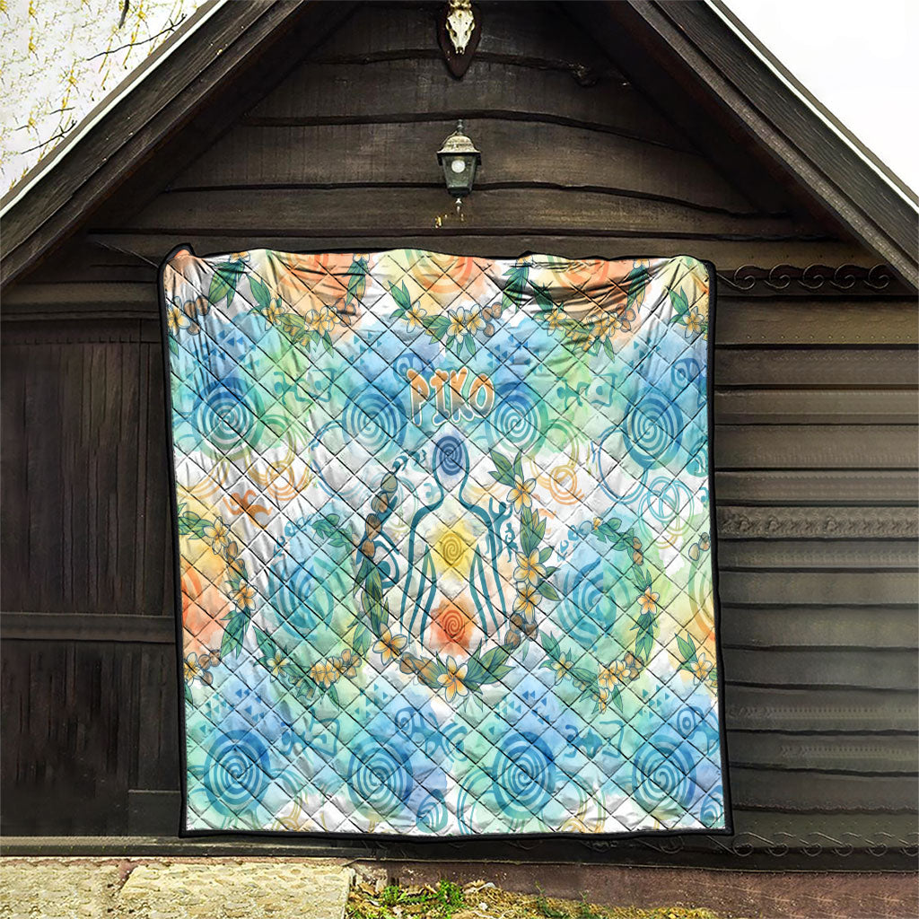 Hawaiian Piko Cultural Pride Aloha Quilt Watercolor Spiral Art - Tropical Plumeria Lei Garland TS04 - Polynesian Pride