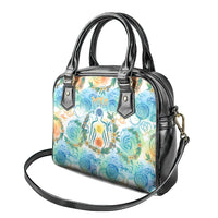 Hawaiian Piko Cultural Pride Aloha Shoulder Handbag Watercolor Spiral Art - Tropical Plumeria Lei Garland TS04 - Polynesian Pride