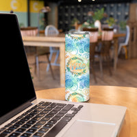 Hawaiian Piko Cultural Pride Aloha Skinny Tumbler Watercolor Spiral Art - Tropical Plumeria Lei Garland TS04 - Polynesian Pride