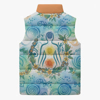 Hawaiian Piko Cultural Pride Aloha Sleeveless Puffer Jacket Watercolor Spiral Art - Tropical Plumeria Lei Garland TS04 - Polynesian Pride