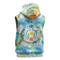 Hawaiian Piko Cultural Pride Aloha Sleeveless Zip Hoodie Watercolor Spiral Art - Tropical Plumeria Lei Garland TS04 - Polynesian Pride