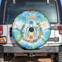 Hawaiian Piko Cultural Pride Aloha Spare Tire Cover Watercolor Spiral Art - Tropical Plumeria Lei Garland TS04 White Blue - Polynesian Pride