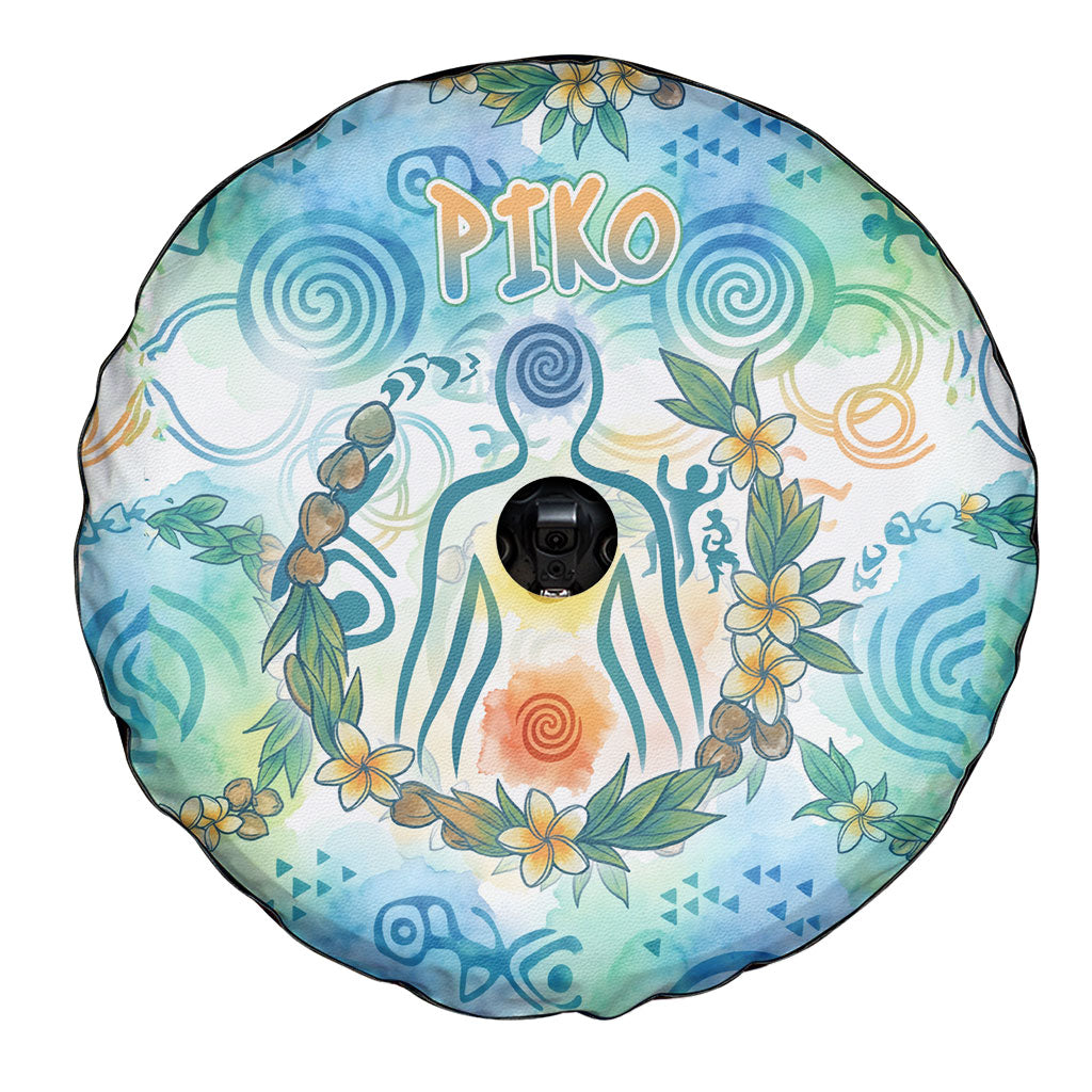 Hawaiian Piko Cultural Pride Aloha Spare Tire Cover Watercolor Spiral Art - Tropical Plumeria Lei Garland TS04 - Polynesian Pride