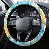 Hawaiian Piko Cultural Pride Aloha Steering Wheel Cover Watercolor Spiral Art - Tropical Plumeria Lei Garland TS04 - Polynesian Pride