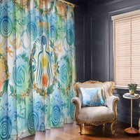 Hawaiian Piko Cultural Pride Aloha Window Curtain Watercolor Spiral Art - Tropical Plumeria Lei Garland TS04 - Polynesian Pride