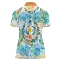 Hawaiian Piko Cultural Pride Aloha Women Polo Shirt Watercolor Spiral Art - Tropical Plumeria Lei Garland TS04 - Polynesian Pride
