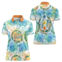 Hawaiian Piko Cultural Pride Aloha Women Polo Shirt Watercolor Spiral Art - Tropical Plumeria Lei Garland TS04 - Polynesian Pride