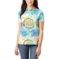 Hawaiian Piko Cultural Pride Aloha Women Polo Shirt Watercolor Spiral Art - Tropical Plumeria Lei Garland TS04 - Polynesian Pride