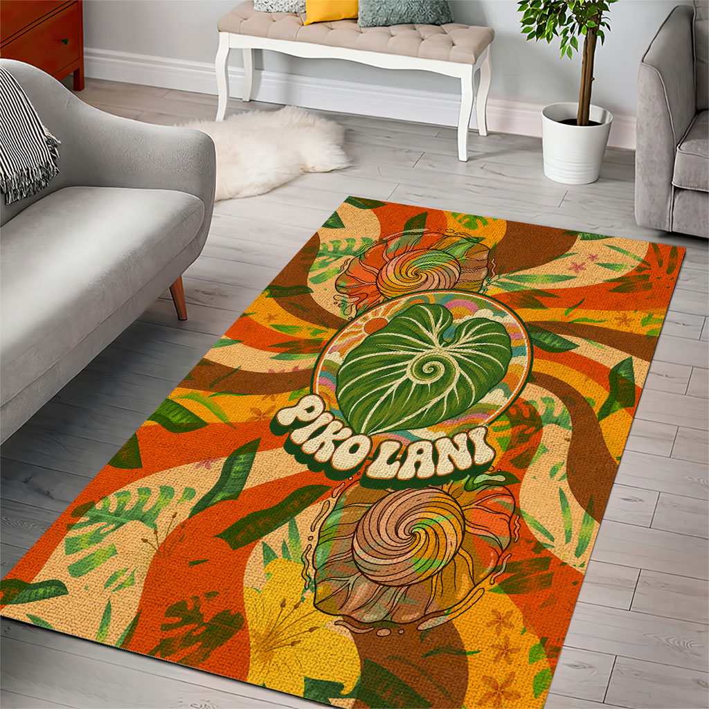 Hawaiian Piko Lani Cultivate I Ka Piko Aloha Area Rug Retro Psychedelic Taro Leaf - Hibiscus Flowers TS04 - Polynesian Pride