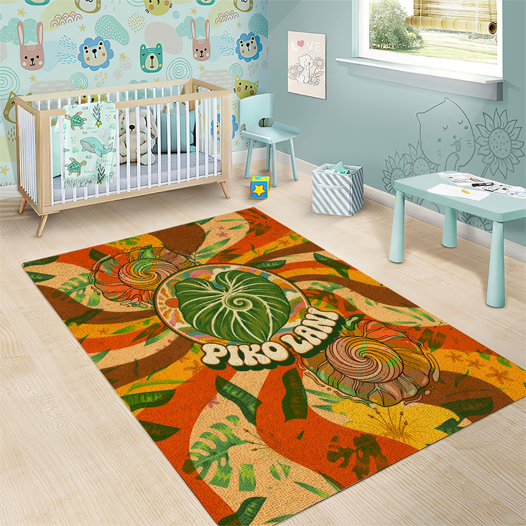 Hawaiian Piko Lani Cultivate I Ka Piko Aloha Area Rug Retro Psychedelic Taro Leaf - Hibiscus Flowers TS04 - Polynesian Pride