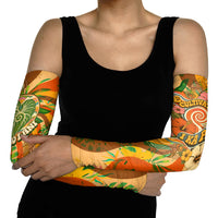 Hawaiian Piko Lani Cultivate I Ka Piko Aloha Arm Sleeves Retro Psychedelic Taro Leaf - Hibiscus Flowers TS04 - Polynesian Pride