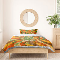 Hawaiian Piko Lani Cultivate I Ka Piko Aloha Bedding Set Retro Psychedelic Taro Leaf - Hibiscus Flowers TS04 - Polynesian Pride