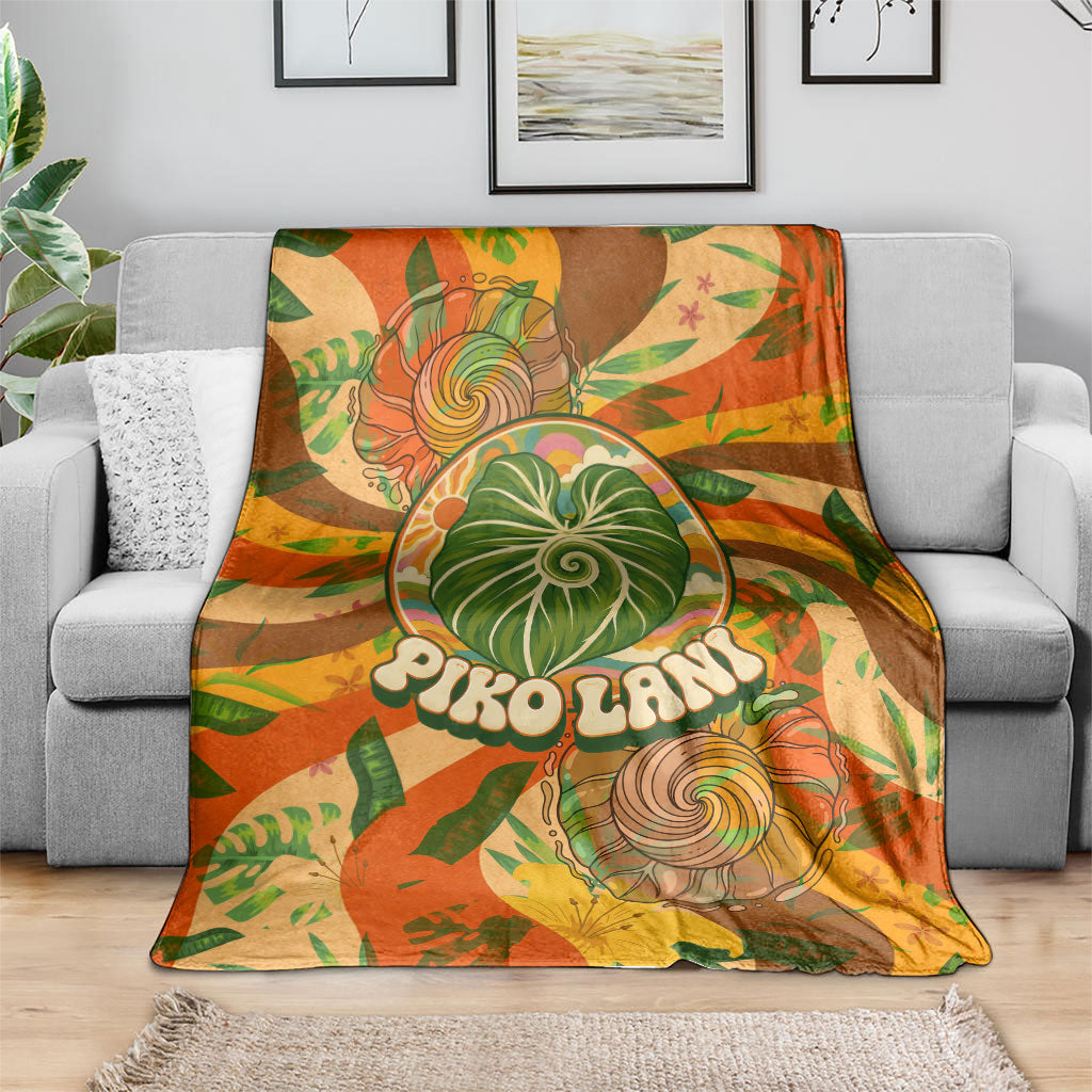 Hawaiian Piko Lani Cultivate I Ka Piko Aloha Blanket Retro Psychedelic Taro Leaf - Hibiscus Flowers TS04 - Polynesian Pride
