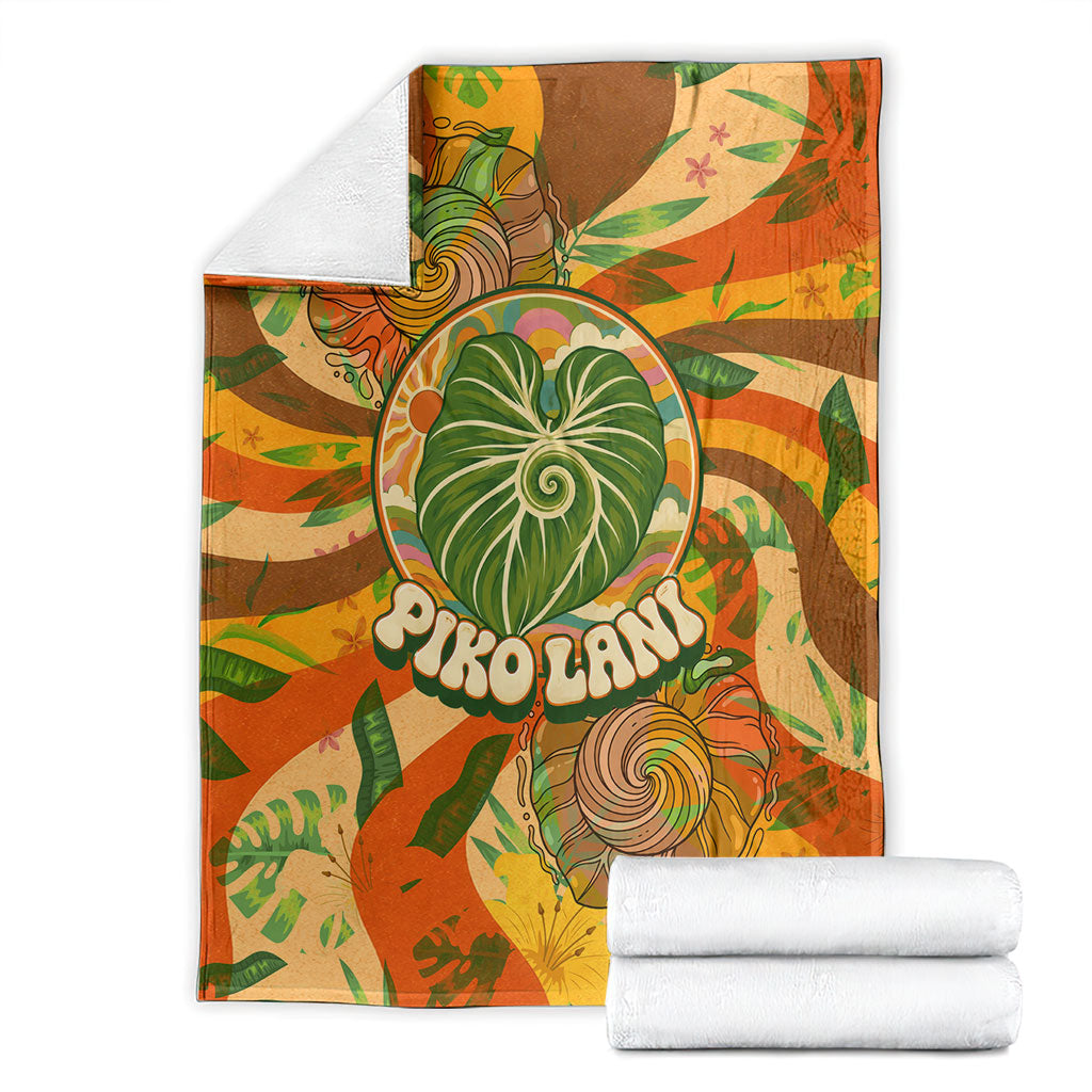 Hawaiian Piko Lani Cultivate I Ka Piko Aloha Blanket Retro Psychedelic Taro Leaf - Hibiscus Flowers TS04 - Polynesian Pride