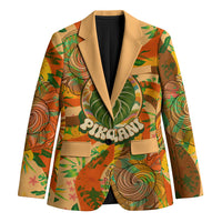Hawaiian Piko Lani Cultivate I Ka Piko Aloha Blazer Retro Psychedelic Taro Leaf - Hibiscus Flowers TS04 Unisex Orange Green - Polynesian Pride