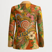 Hawaiian Piko Lani Cultivate I Ka Piko Aloha Blazer Retro Psychedelic Taro Leaf - Hibiscus Flowers TS04 - Polynesian Pride