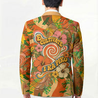 Hawaiian Piko Lani Cultivate I Ka Piko Aloha Blazer Retro Psychedelic Taro Leaf - Hibiscus Flowers TS04 - Polynesian Pride