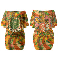 Hawaiian Piko Lani Cultivate I Ka Piko Aloha Couples Matching Off Shoulder Short Dress and Hawaiian Shirt Retro Psychedelic Taro Leaf - Hibiscus Flowers TS04 - Polynesian Pride