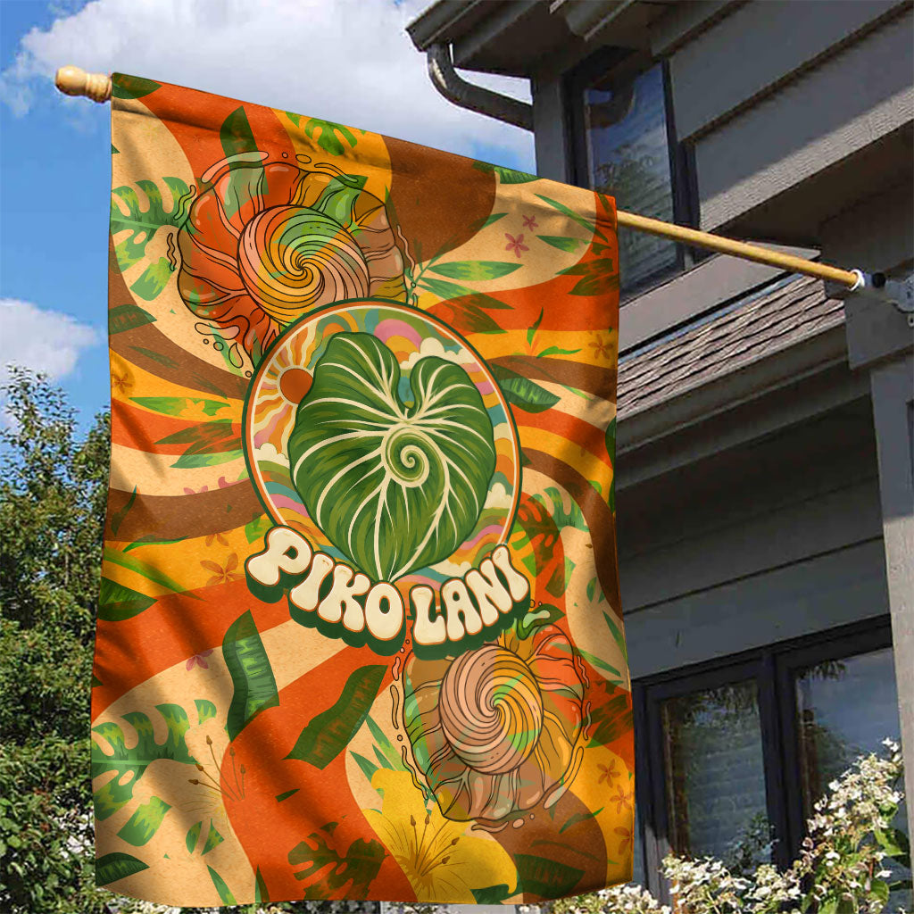 Hawaiian Piko Lani Cultivate I Ka Piko Aloha Garden Flag Retro Psychedelic Taro Leaf - Hibiscus Flowers TS04 - Polynesian Pride