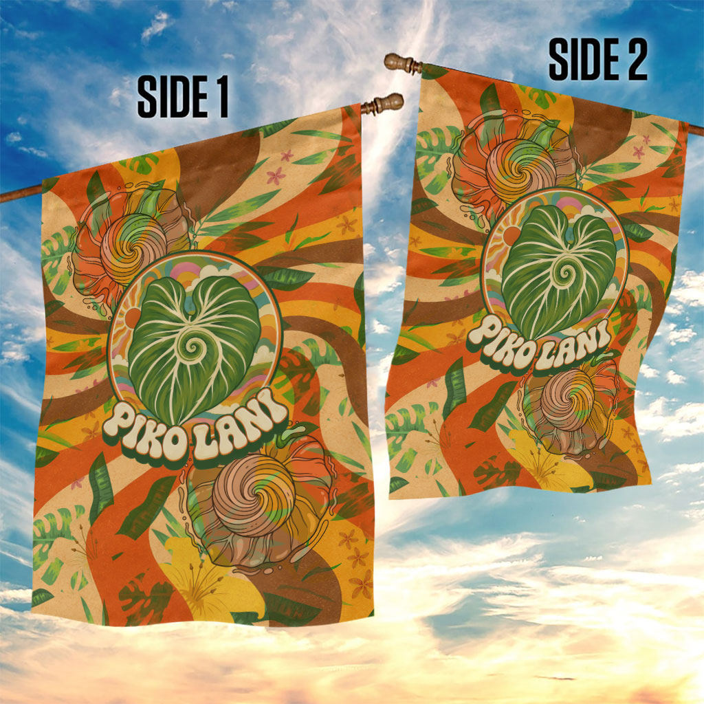 Hawaiian Piko Lani Cultivate I Ka Piko Aloha Garden Flag Retro Psychedelic Taro Leaf - Hibiscus Flowers TS04 - Polynesian Pride