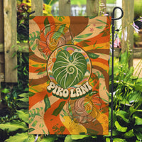 Hawaiian Piko Lani Cultivate I Ka Piko Aloha Garden Flag Retro Psychedelic Taro Leaf - Hibiscus Flowers TS04 Garden Flag Orange Green - Polynesian Pride