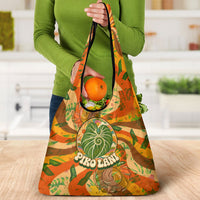 Hawaiian Piko Lani Cultivate I Ka Piko Aloha Grocery Bag Retro Psychedelic Taro Leaf - Hibiscus Flowers TS04 - Polynesian Pride