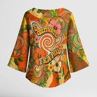 Hawaiian Piko Lani Cultivate I Ka Piko Aloha Kimono Sleeve Blouse Retro Psychedelic Taro Leaf - Hibiscus Flowers TS04 - Polynesian Pride