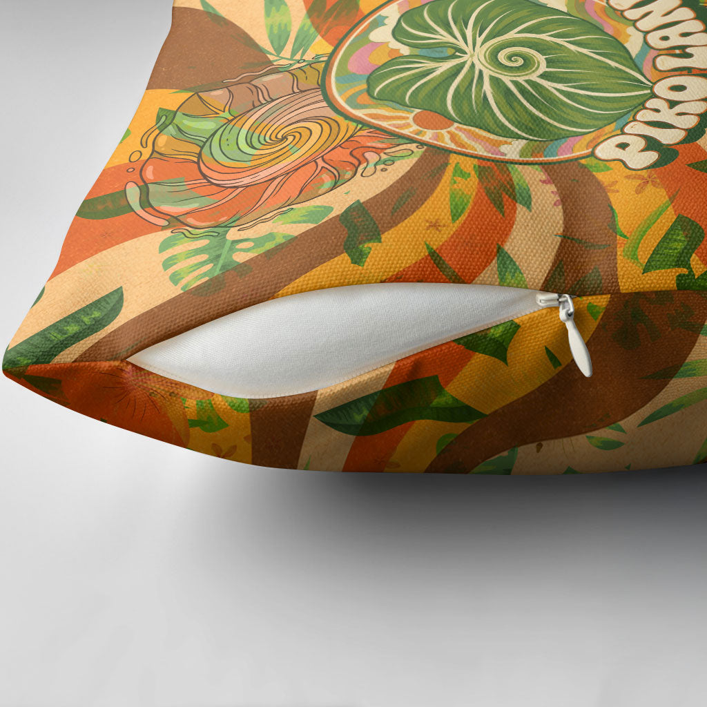 Hawaiian Piko Lani Cultivate I Ka Piko Aloha Pillow Cover Retro Psychedelic Taro Leaf - Hibiscus Flowers TS04 - Polynesian Pride