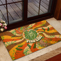 Hawaiian Piko Lani Cultivate I Ka Piko Aloha Rubber Doormat Retro Psychedelic Taro Leaf - Hibiscus Flowers TS04 - Polynesian Pride