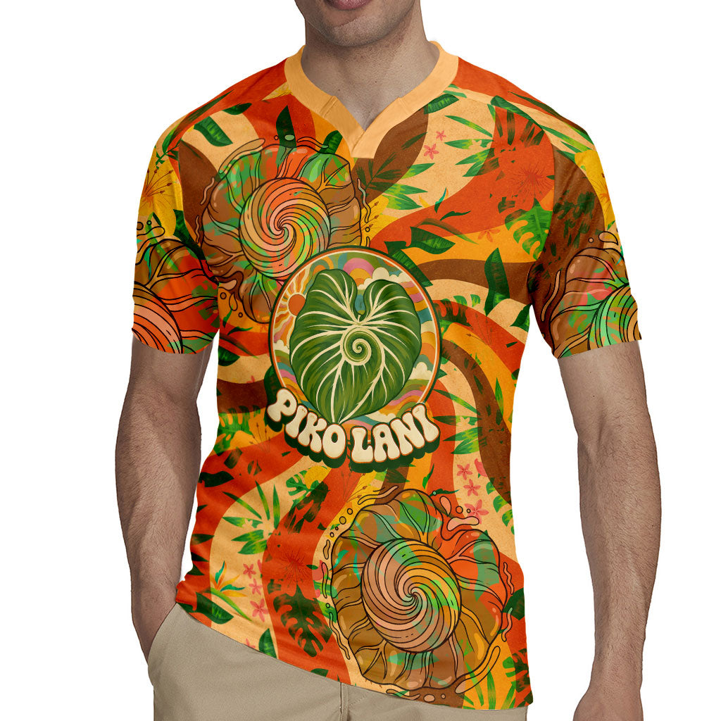 Hawaiian Piko Lani Cultivate I Ka Piko Aloha Rugby Jersey Retro Psychedelic Taro Leaf - Hibiscus Flowers TS04 - Polynesian Pride