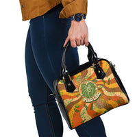 Hawaiian Piko Lani Cultivate I Ka Piko Aloha Shoulder Handbag Retro Psychedelic Taro Leaf - Hibiscus Flowers TS04 - Polynesian Pride