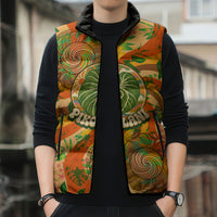 Hawaiian Piko Lani Cultivate I Ka Piko Aloha Sleeveless Puffer Jacket Retro Psychedelic Taro Leaf - Hibiscus Flowers TS04 - Polynesian Pride