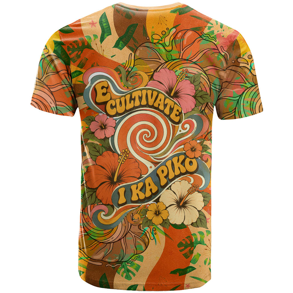 Hawaiian Piko Lani Cultivate I Ka Piko Aloha T Shirt Retro Psychedelic Taro Leaf - Hibiscus Flowers TS04 - Polynesian Pride