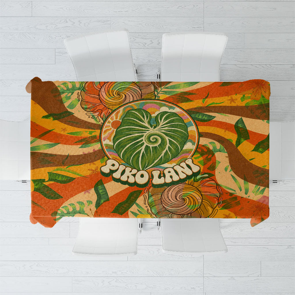 Hawaiian Piko Lani Cultivate I Ka Piko Aloha Tablecloth Retro Psychedelic Taro Leaf - Hibiscus Flowers TS04 Orange Green - Polynesian Pride