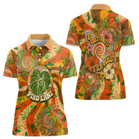 Hawaiian Piko Lani Cultivate I Ka Piko Aloha Women Polo Shirt Retro Psychedelic Taro Leaf - Hibiscus Flowers TS04 - Polynesian Pride