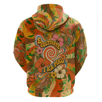 Hawaiian Piko Lani Cultivate I Ka Piko Aloha Zip Hoodie Retro Psychedelic Taro Leaf - Hibiscus Flowers TS04 - Polynesian Pride