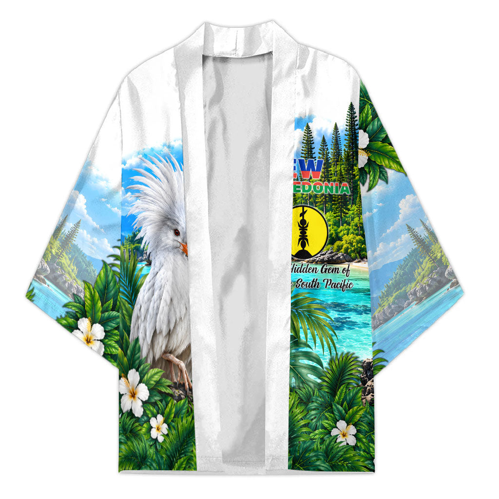 New Caledonia Kagu Bird Nature Kimono South Pacific Hidden Gem Tropical Landscape TS04 Unisex Green White - Polynesian Pride