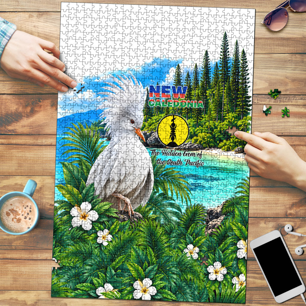 New Caledonia Kagu Bird Nature Puzzle South Pacific Hidden Gem Tropical Landscape TS04 Green White - Polynesian Pride