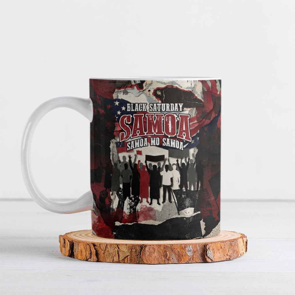 Samoa Black Saturday 1929 Ceramic Mug Mau Movement Vintage Newspaper Grunge Polynesian