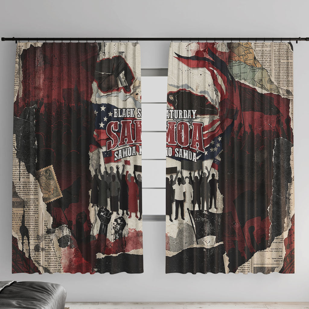Samoa Black Saturday 1929 Window Curtain Mau Movement Vintage Newspaper Grunge Polynesian