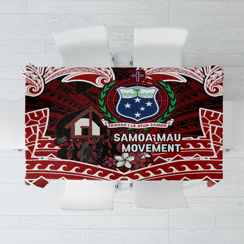 Samoa Black Saturday Mau Movement Tablecloth Polynesian Tribal Pattern Coat Of Arms Graphic Art TS04 Red White - Polynesian Pride