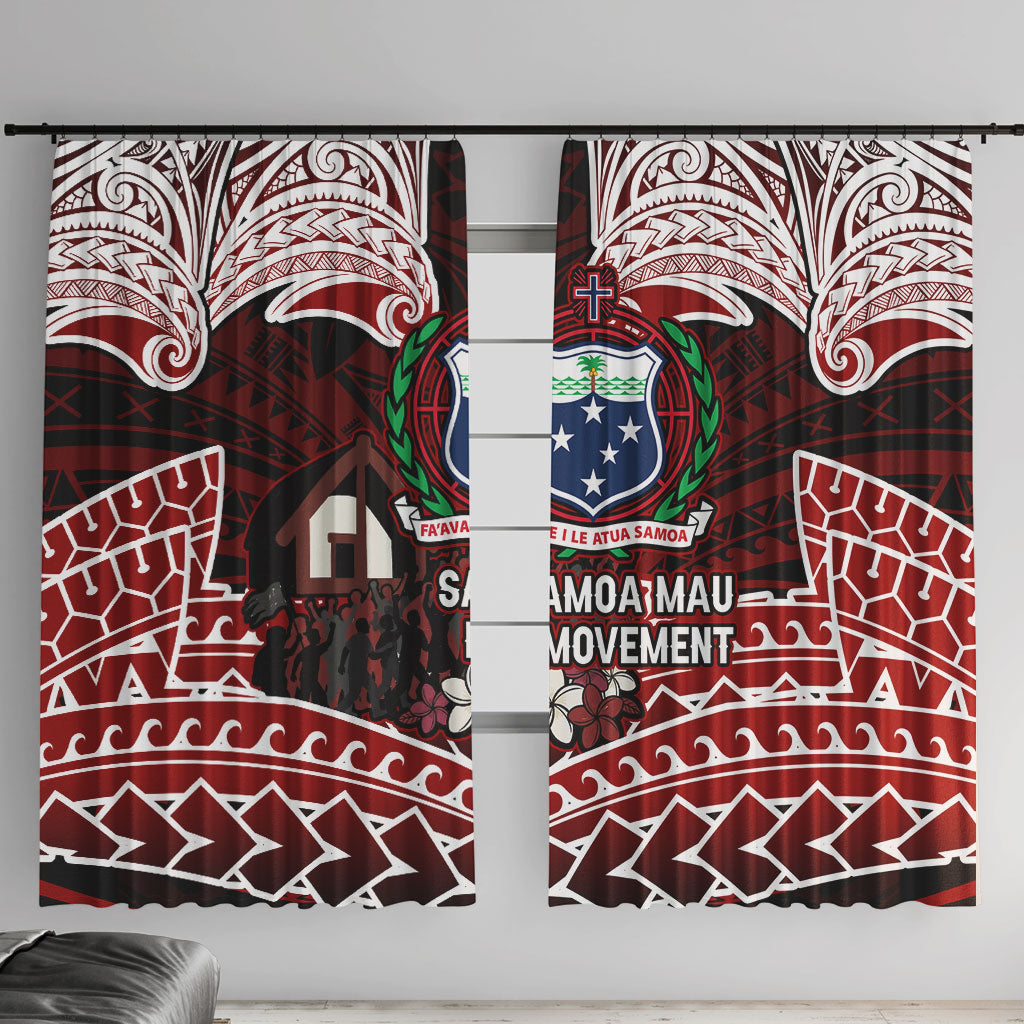 Samoa Black Saturday Mau Movement Window Curtain Polynesian Tribal Pattern Coat Of Arms Graphic Art