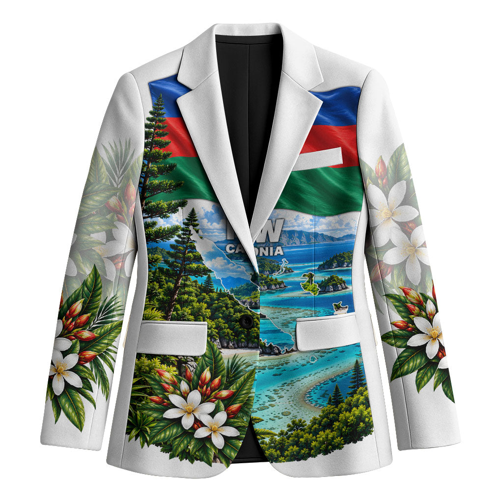 New Caledonia Kanak Flag Landscape Blazer Tropical Island Nature Floral TS04 Unisex White Green - Polynesian Pride