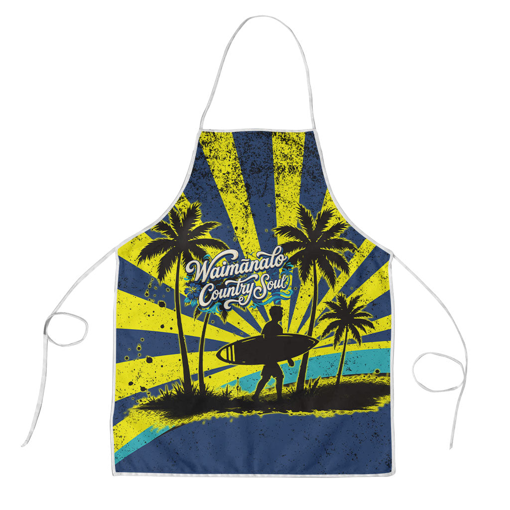 Waimanalo Oahu Hawaii Surfing Apron Tropical Beach Retro Sunburst Surfboard